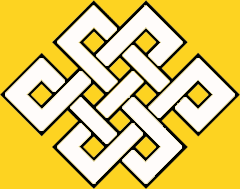 Darstellung eines endlosen Knotens, das buddhistische Symbol für Glück.